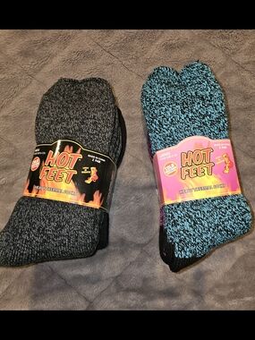 Heavy Thermal Socks - Gray/Black & Teal/Pink (2-2 Packs)